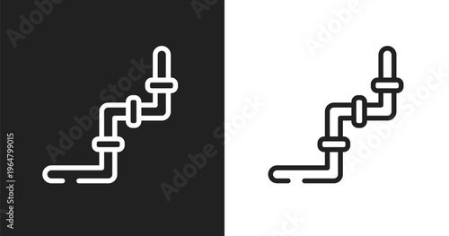 Junction icon. Linear black, white icon from plumber collection. Outline junction vector. Thin line symbol isolated on white and black background