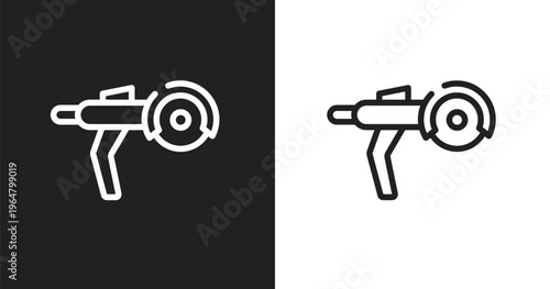 Grinder icon. Linear black, white icon from construction collection. Outline grinder vector. Thin line symbol isolated on white and black background