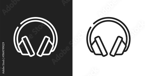 Ear protection icon. Linear black, white icon from construction tools collection. Outline ear protection vector. Thin line symbol isolated on white and black background