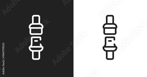 Seat belt icon. Linear black, white icon from car repair collection. Outline seat belt vector. Thin line symbol isolated on white and black background