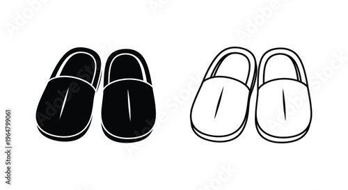 Black and white slippers illustration Vector
