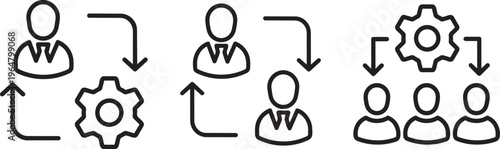 Interplay of Minds and Machinery: Minimalist vector illustration depicts the intricate dance of collaboration.