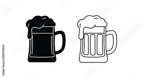 Beer mug icon set Vector
