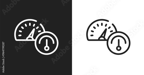 Oil gauge icon. Linear black, white icon from car parts collection. Outline oil gauge vector. Thin line symbol isolated on white and black background
