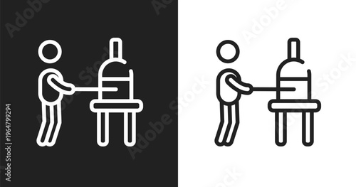 Glassblowing icon. Linear black, white icon from mining and crafting collection. Outline glassblowing vector. Thin line symbol isolated on white and black background