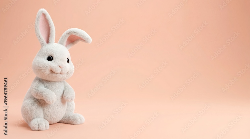 Obraz premium Adorable easter bunny figurine on pastel background for easter decor