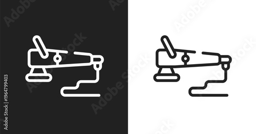 Polisher icon. Linear black, white icon from carpentry collection. Outline polisher vector. Thin line symbol isolated on white and black background