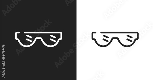 Eye protection icon. Linear black, white icon from construction collection. Outline eye protection vector. Thin line symbol isolated on white and black background