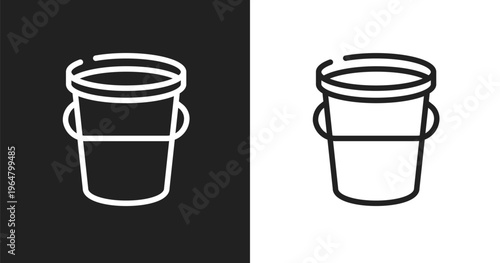 Water bucket icon. Linear black, white icon from plumber collection. Outline water bucket vector. Thin line symbol isolated on white and black background