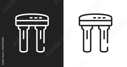 Water filter icon. Linear black, white icon from plumber collection. Outline water filter vector. Thin line symbol isolated on white and black background