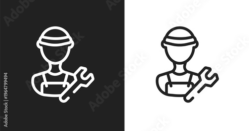 Plumber icon. Linear black, white icon from plumber collection. Outline plumber vector. Thin line symbol isolated on white and black background
