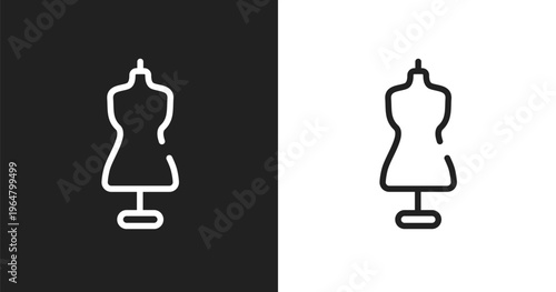Tailor icon. Linear black, white icon from fashion design collection. Outline tailor vector. Thin line symbol isolated on white and black background