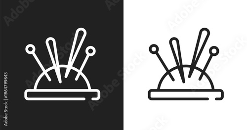Needle holder icon. Linear black, white icon from handcraft collection. Outline needle holder vector. Thin line symbol isolated on white and black background