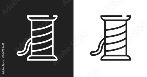 Copper wire icon. Linear black, white icon from electrician tools collection. Outline copper wire vector. Thin line symbol isolated on white and black background