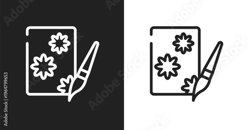 Decoupage icon. Linear black, white icon from handcraft collection. Outline decoupage vector. Thin line symbol isolated on white and black background