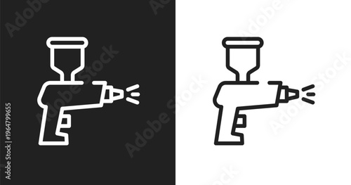 Spray paint gun icon. Linear black, white icon from handcraft collection. Outline spray paint gun vector. Thin line symbol isolated on white and black background