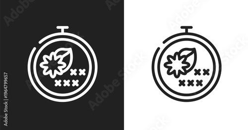 Cross stitch icon. Linear black, white icon from handcraft collection. Outline cross stitch vector. Thin line symbol isolated on white and black background