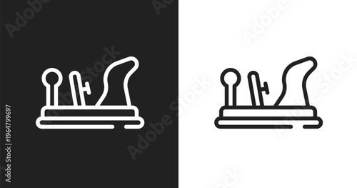 Wood plane icon. Linear black, white icon from diy collection. Outline wood plane vector. Thin line symbol isolated on white and black background