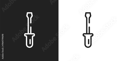 Screwdrivers icon. Linear black, white icon from construction collection. Outline screwdrivers vector. Thin line symbol isolated on white and black background