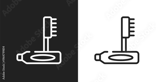 Teeth cleaning icon. Linear black, white icon from lifestyle icons collection. Outline teeth cleaning vector. Thin line symbol isolated on white and black background