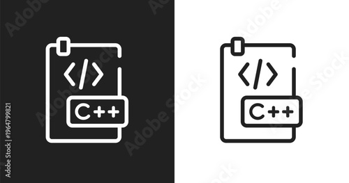 C document icon. Linear black, white icon from programming line craft collection. Outline c document vector. Thin line symbol isolated on white and black background
