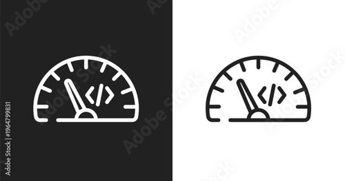 Code rate icon. Linear black, white icon from programming line craft collection. Outline code rate vector. Thin line symbol isolated on white and black background