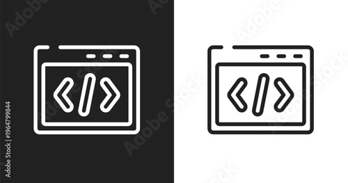 Css code icon. Linear black, white icon from programming line craft collection. Outline css code vector. Thin line symbol isolated on white and black background