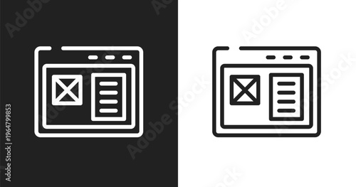Adaptive layout icon. Linear black, white icon from programming line craft collection. Outline adaptive layout vector. Thin line symbol isolated on white and black background