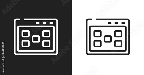 Ux design icon. Linear black, white icon from programming line craft collection. Outline ux design vector. Thin line symbol isolated on white and black background