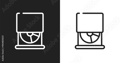 Cd drive icon. Linear black, white icon from computer and hardware collection. Outline cd drive vector. Thin line symbol isolated on white and black background