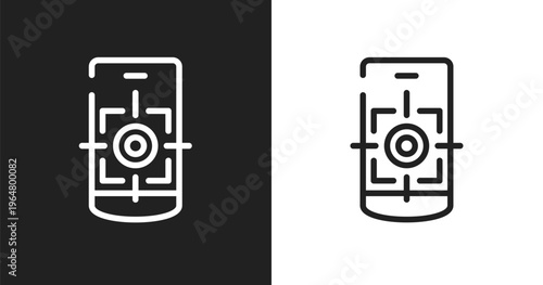 Focus tool icon. Linear black, white icon from responsive web collection. Outline focus tool vector. Thin line symbol isolated on white and black background