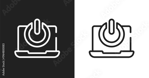 On button icon. Linear black, white icon from computer and hardware collection. Outline on button vector. Thin line symbol isolated on white and black background
