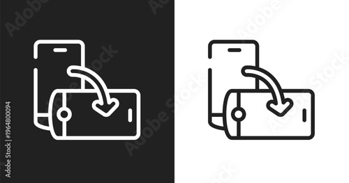 Rotate screen icon. Linear black, white icon from responsive web collection. Outline rotate screen vector. Thin line symbol isolated on white and black background