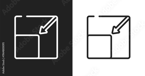 Resize page icon. Linear black, white icon from responsive web collection. Outline resize page vector. Thin line symbol isolated on white and black background