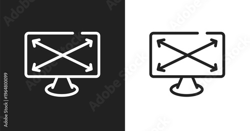 Expand screen icon. Linear black, white icon from responsive web collection. Outline expand screen vector. Thin line symbol isolated on white and black background