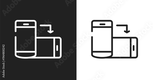 Rotate smartphone icon. Linear black, white icon from responsive web collection. Outline rotate smartphone vector. Thin line symbol isolated on white and black background