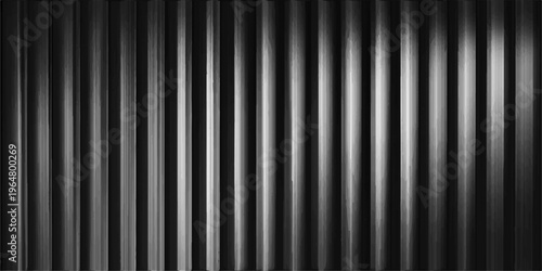 abstract monochrome striped pattern with metallic vertical lines, showcasing sleek industrial design. emphasizing depth and texture. 