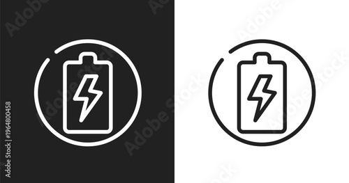 Charging circle icon. Linear black, white icon from material devices collection. Outline charging circle vector. Thin line symbol isolated on white and black background