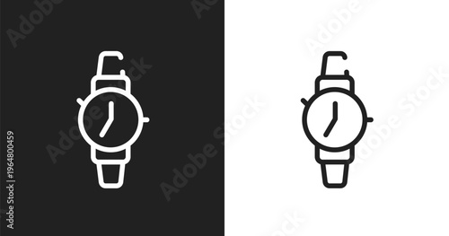 On time icon. Linear black, white icon from material devices collection. Outline on time vector. Thin line symbol isolated on white and black background