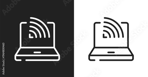 Wireless conection icon. Linear black, white icon from material devices collection. Outline wireless conection vector. Thin line symbol isolated on white and black background