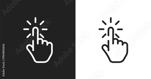 Hand cursor icon. Linear black, white icon from cursors and pointers collection. Outline hand cursor vector. Thin line symbol isolated on white and black background
