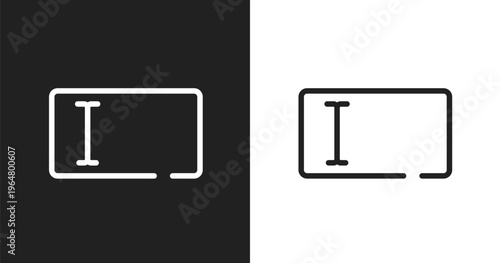 Text entry box icon. Linear black, white icon from cursors and pointers collection. Outline text entry box vector. Thin line symbol isolated on white and black background