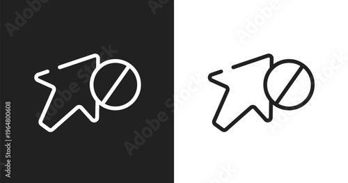 Forbidden sign icon. Linear black, white icon from cursors and pointers collection. Outline forbidden sign vector. Thin line symbol isolated on white and black background