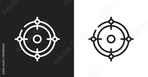 Weapon crosshair icon. Linear black, white icon from cursors and pointers collection. Outline weapon crosshair vector. Thin line symbol isolated on white and black background