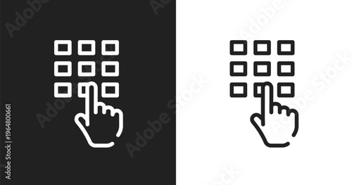 Entering password icon. Linear black, white icon from cursors and pointers collection. Outline entering password vector. Thin line symbol isolated on white and black background