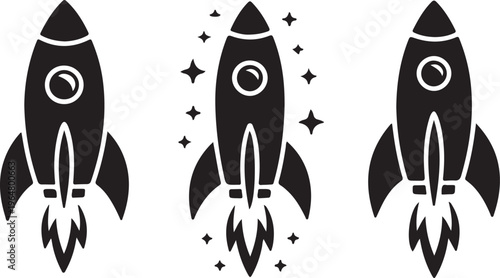 Rocket icon vector. collection of launch rocket illustrations symbolizing startup growth, innovation.