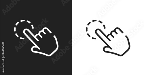 Click gesture icon. Linear black, white icon from cursors and pointers collection. Outline click gesture vector. Thin line symbol isolated on white and black background