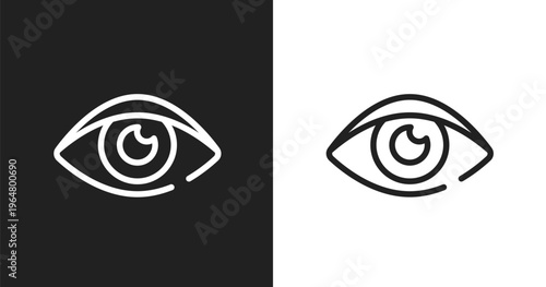Eye close up icon. Linear black, white icon from cursors and pointers collection. Outline eye close up vector. Thin line symbol isolated on white and black background