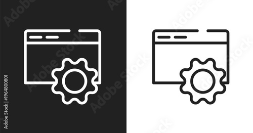 Internet configuration settings icon. Linear black, white icon from cloud computing collection. Outline internet configuration settings icon vector. Thin line symbol for use on web and mobile apps,