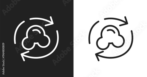 Synchronize with internet icon. Linear black, white icon from cloud computing collection. Outline synchronize with internet icon vector. Thin line symbol for use on web and mobile apps, logo, print
